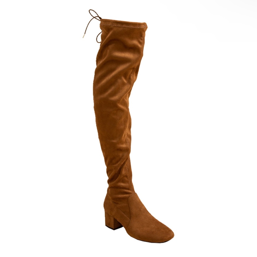 Brown Over the Knee Boots with Chunky Heel - Picture 3 of 3
